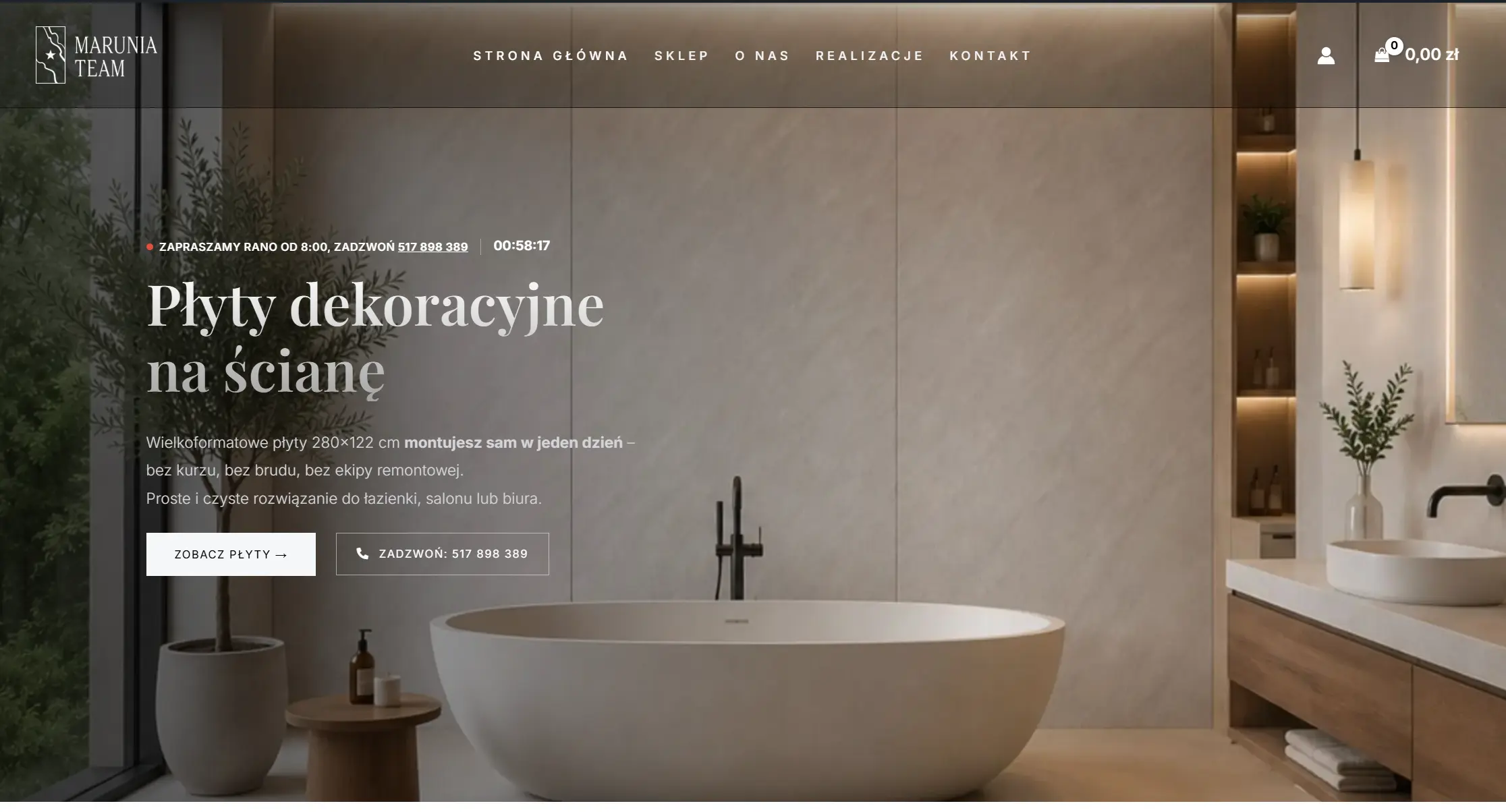 Marunia Sklep — sklep internetowy z płytami węglowymi, realizacja WebPless