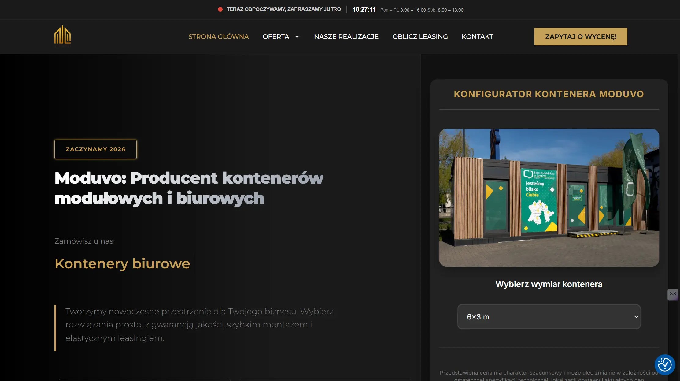 Moduvo — strona z konfiguratorem produktu, realizacja WebPless