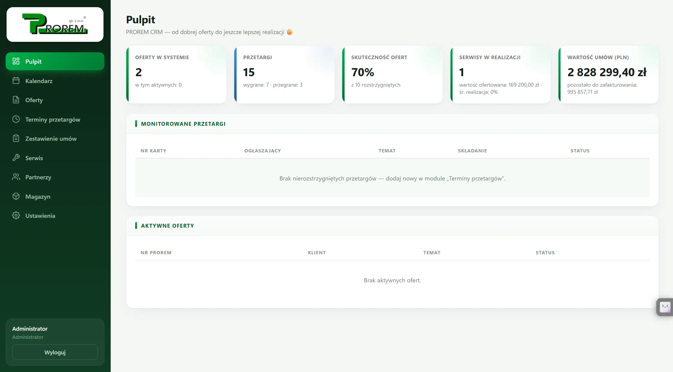 ProRem CRM — system do zarządzania projektami, sprzedażą i serwisami, realizacja WebPless
