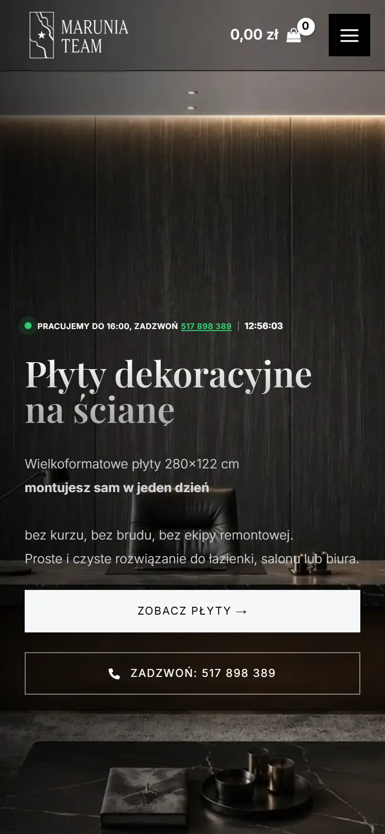 Strona główna sklepu Marunia na telefonie.
